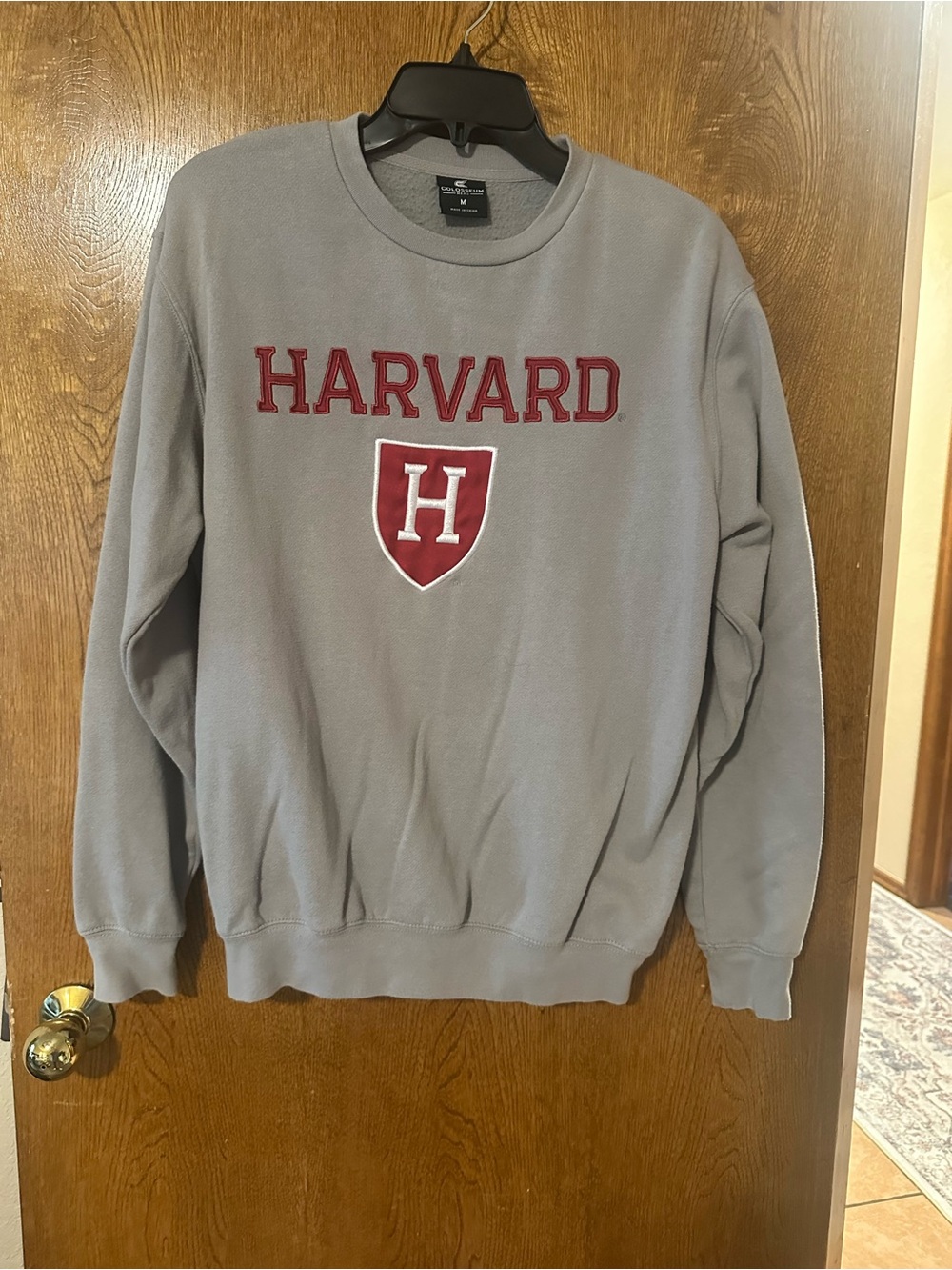 Colosseum Gray Crewneck with Red Harvard Lettering